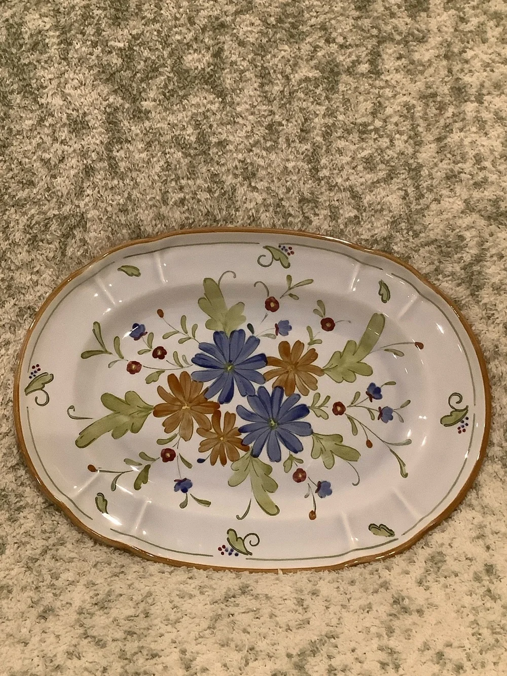 Metlox Hand-Painted Floral Ceramic Serving Platter NWT 13.5x10” Los Angeles CA